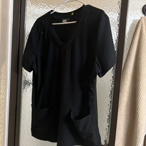 Planet koi black 2 pocket scrub top